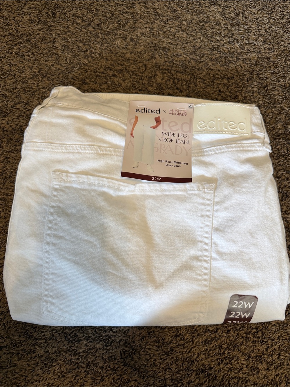 Edited White Wide-Leg Crop Jean Shorts